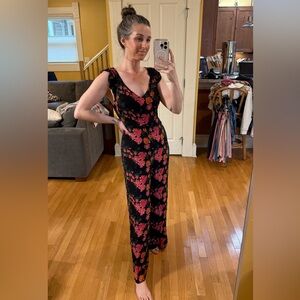 Anthropologie Floral Black Floral Jumpsuit